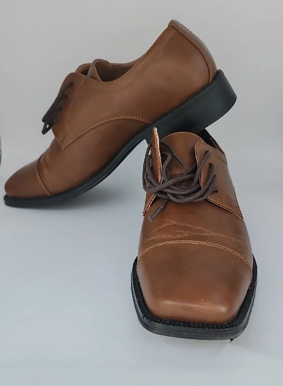 Alfani Brown Leather Lace-Up Shoes
